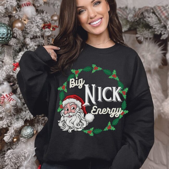 Big Nick Energy, Funny Crewneck Christmas Sweatshirt, Ugly Christmas Sweater Party, Funny Santa Shirt, matching coworker sweatshirts, santa 1