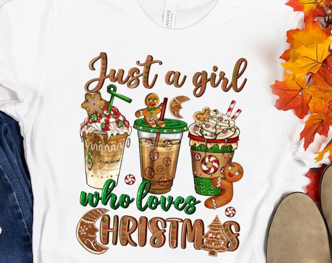 Women's Christmas Sweatshirt, Just A Girl Who Loves Christmas, Christmas Gift Shirt, Christmas Lover Shirt, Holiday Winter Shirt, X mas Tee 1